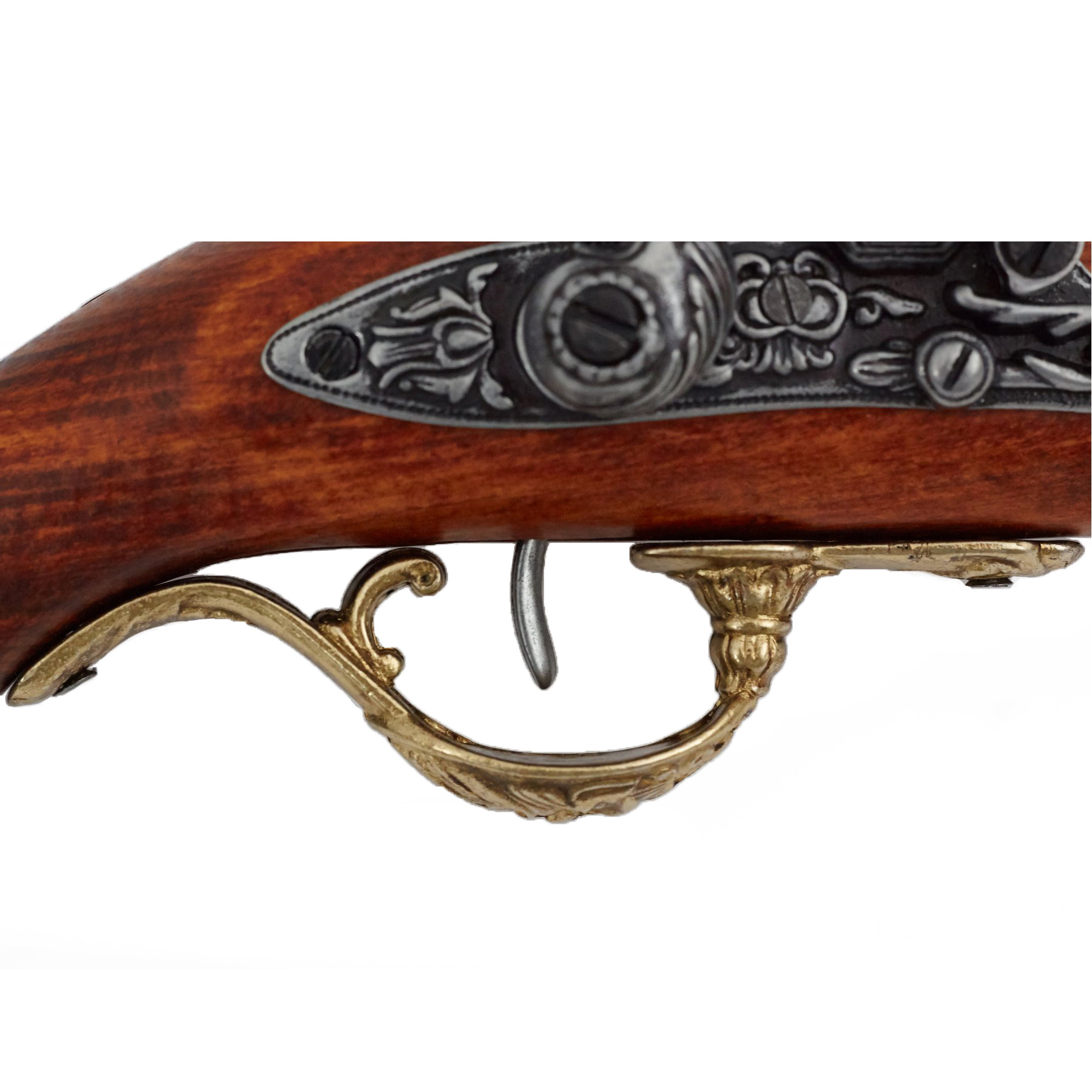 Pistolet à silex en bois et métal finition laiton, Angleterre, XVIIIe siècle