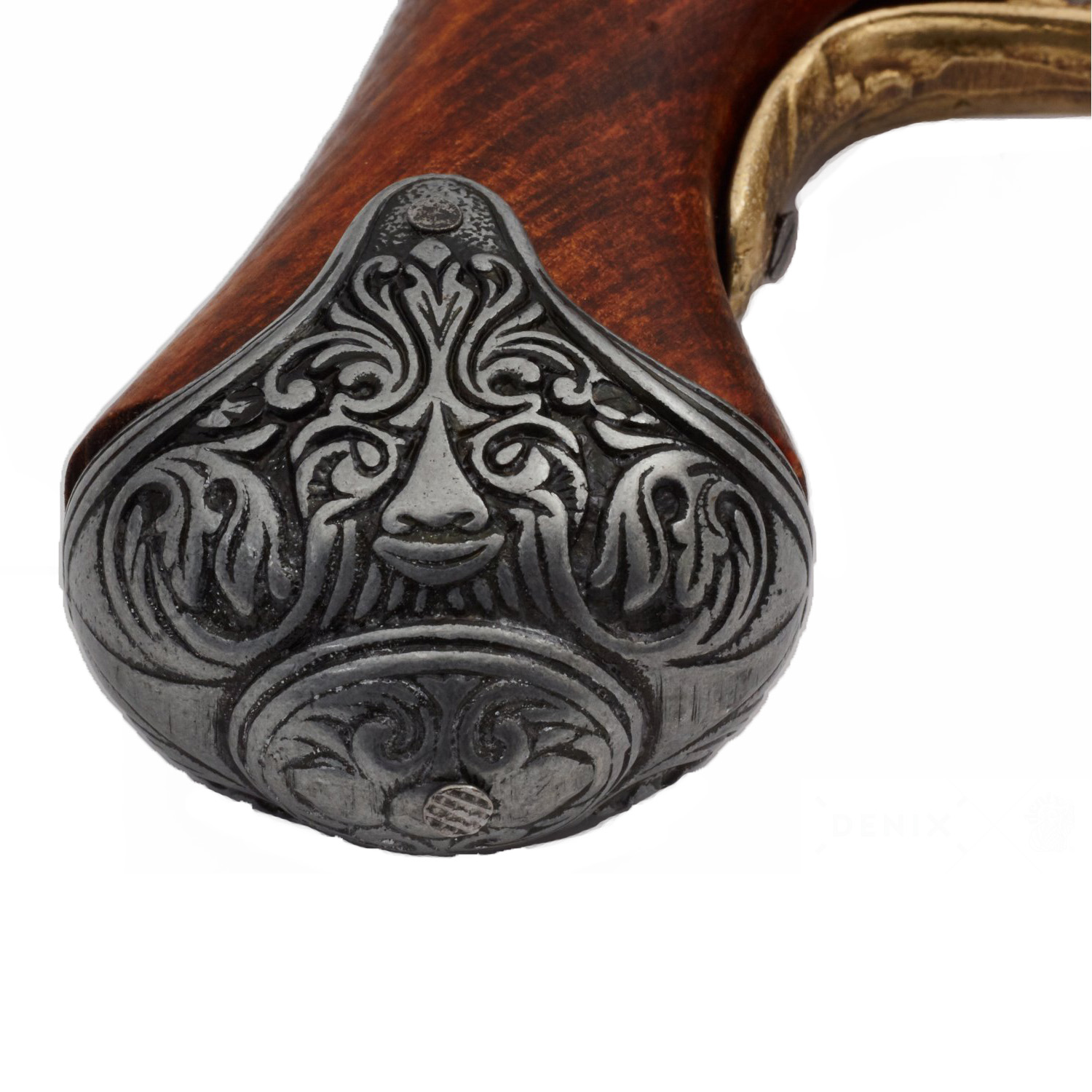 Pistolet à silex en bois et métal finition laiton, Angleterre, XVIIIe siècle