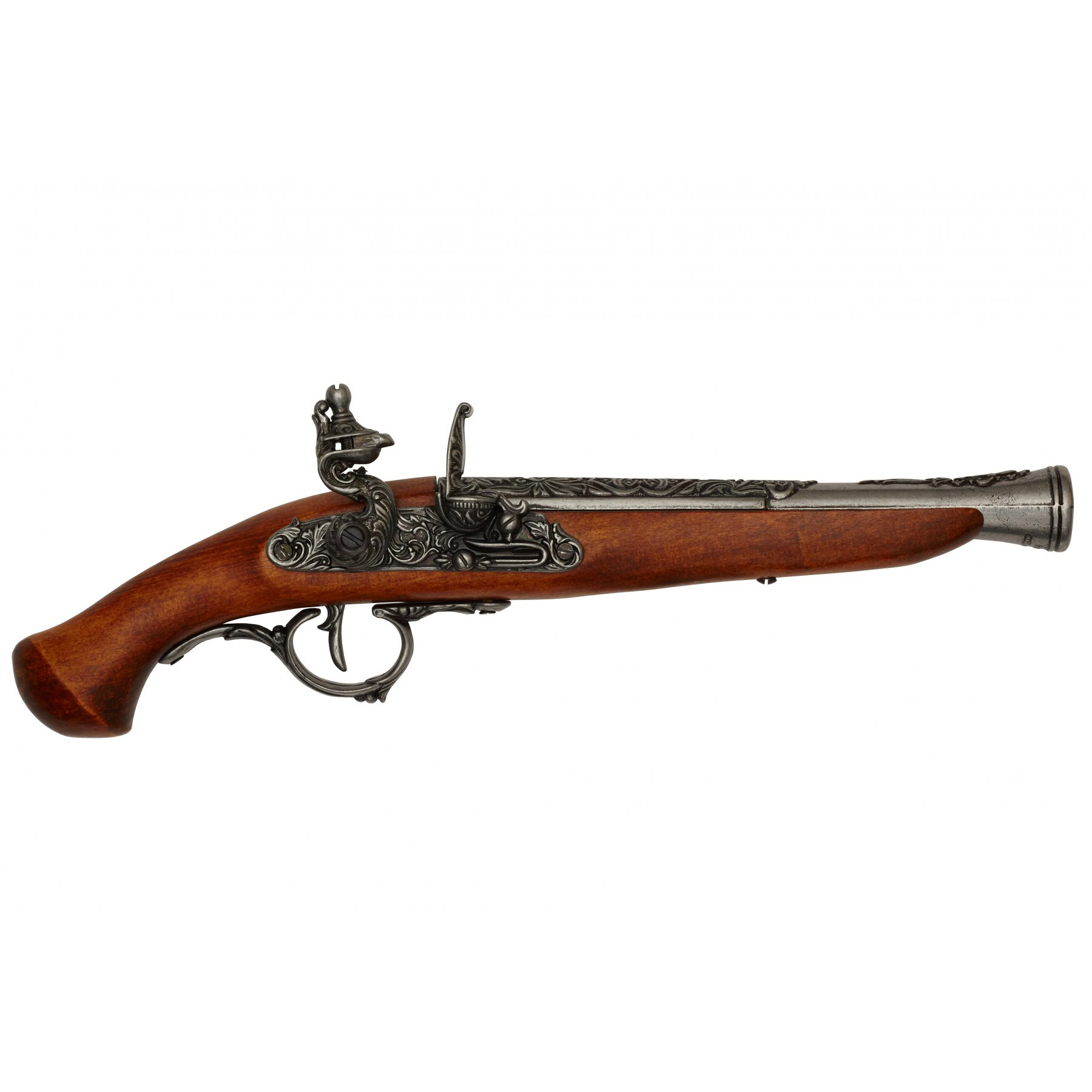 Pistolet à silex en bois et métal, Allemagne, XVIIIe siècle