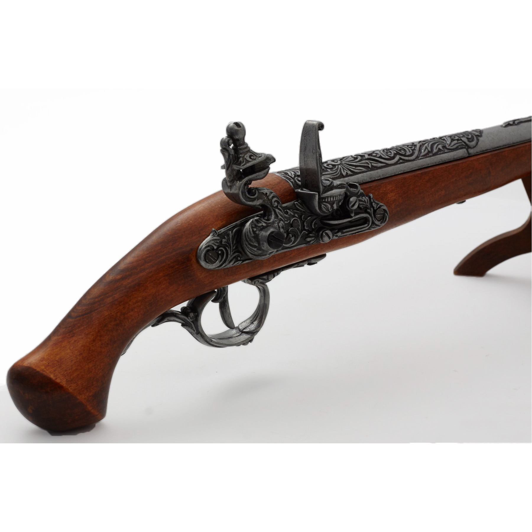 Pistolet à silex en bois et métal, Allemagne, XVIIIe siècle