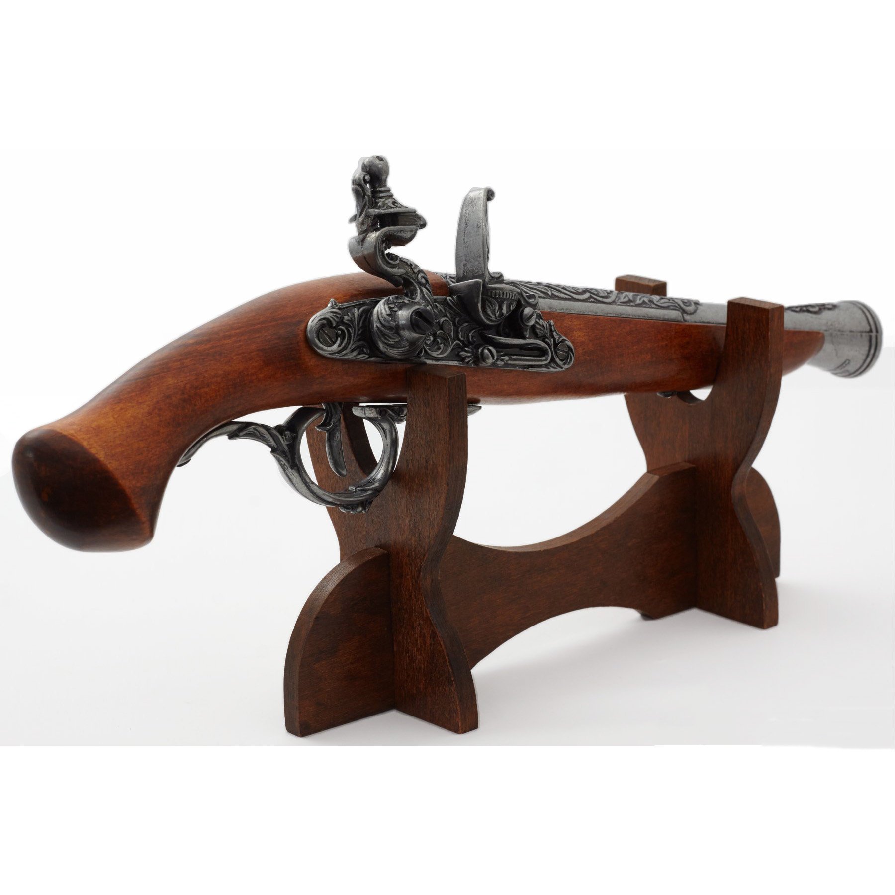 Pistolet à silex en bois et métal, Allemagne, XVIIIe siècle