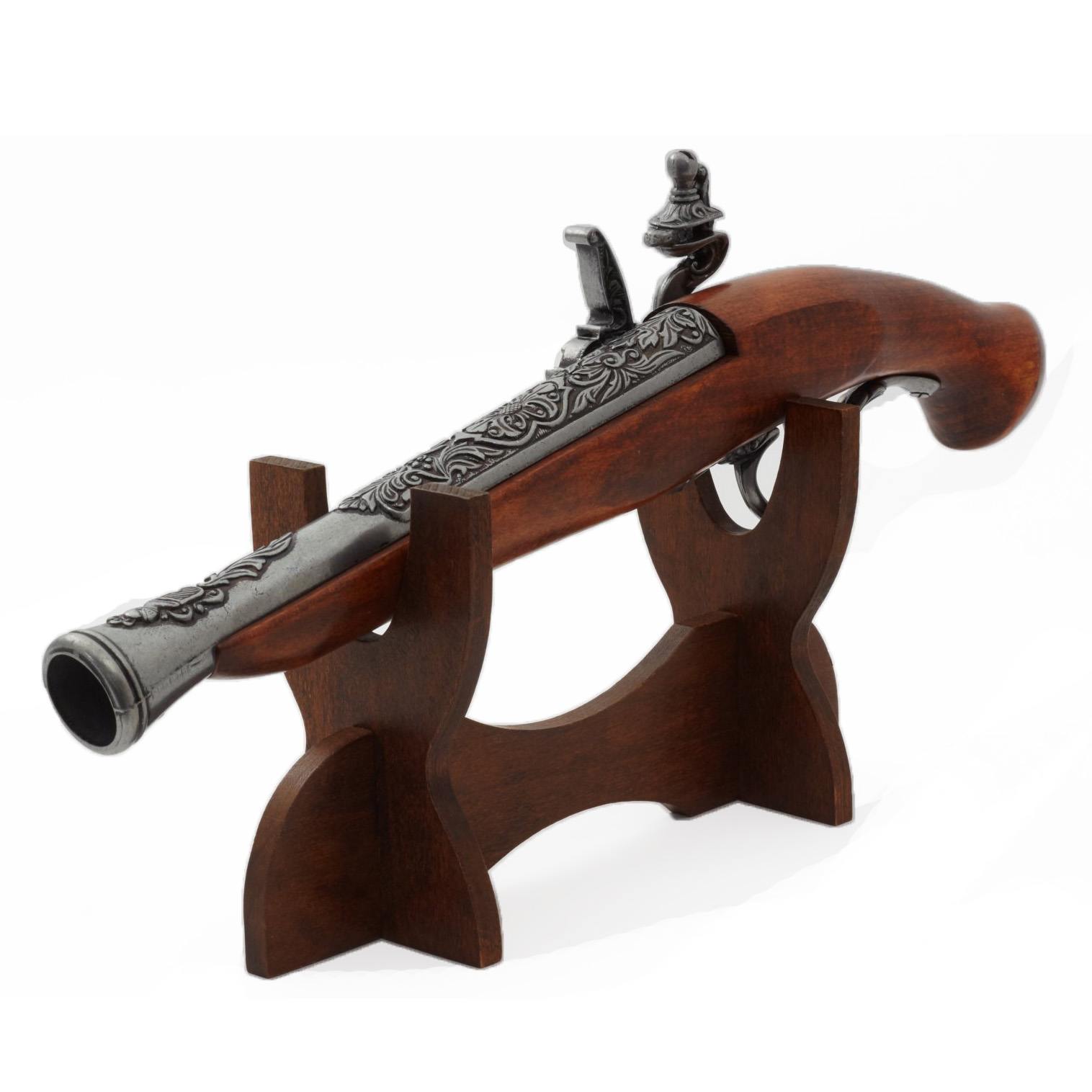 Pistolet à silex en bois et métal, Allemagne, XVIIIe siècle