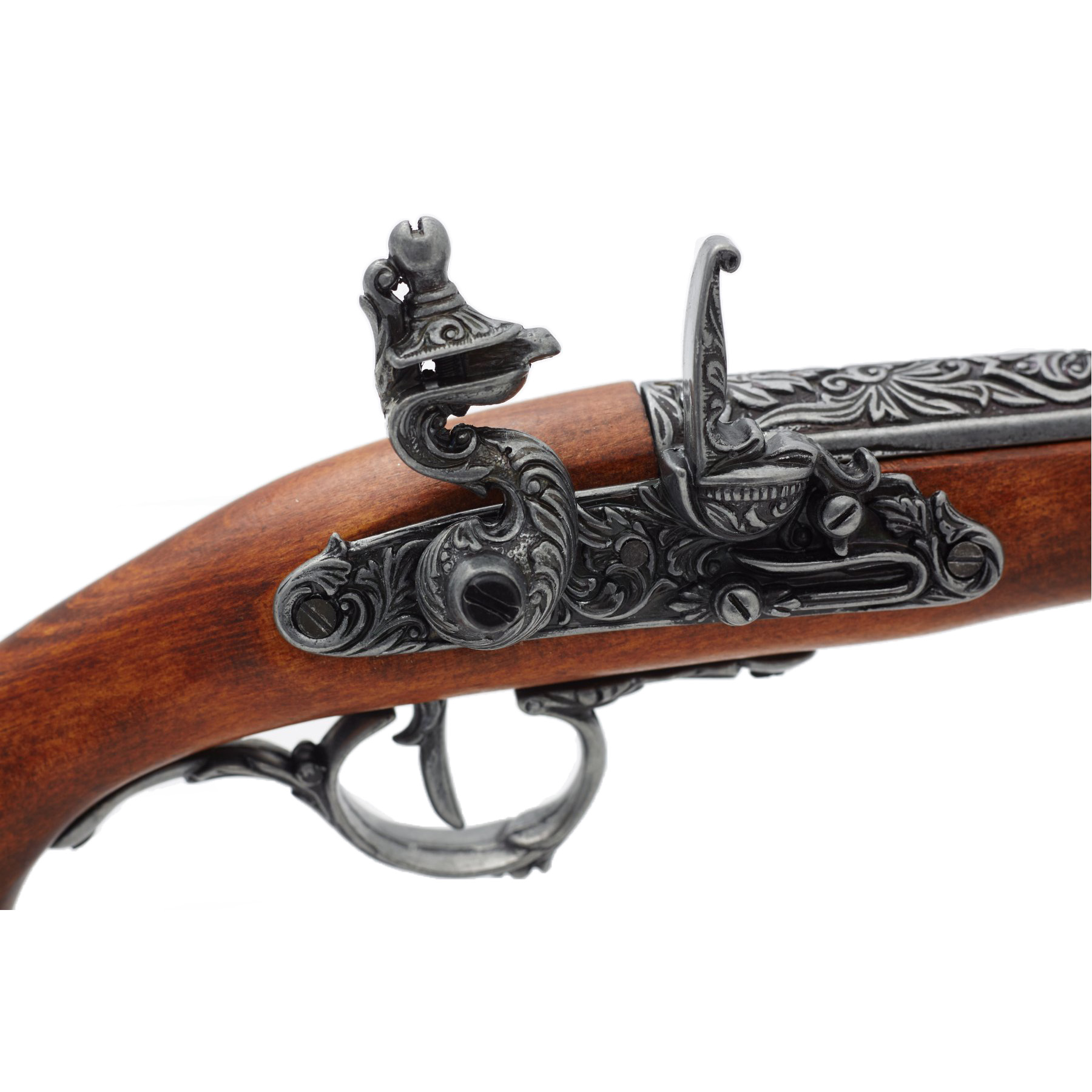 Pistolet à silex en bois et métal, Allemagne, XVIIIe siècle