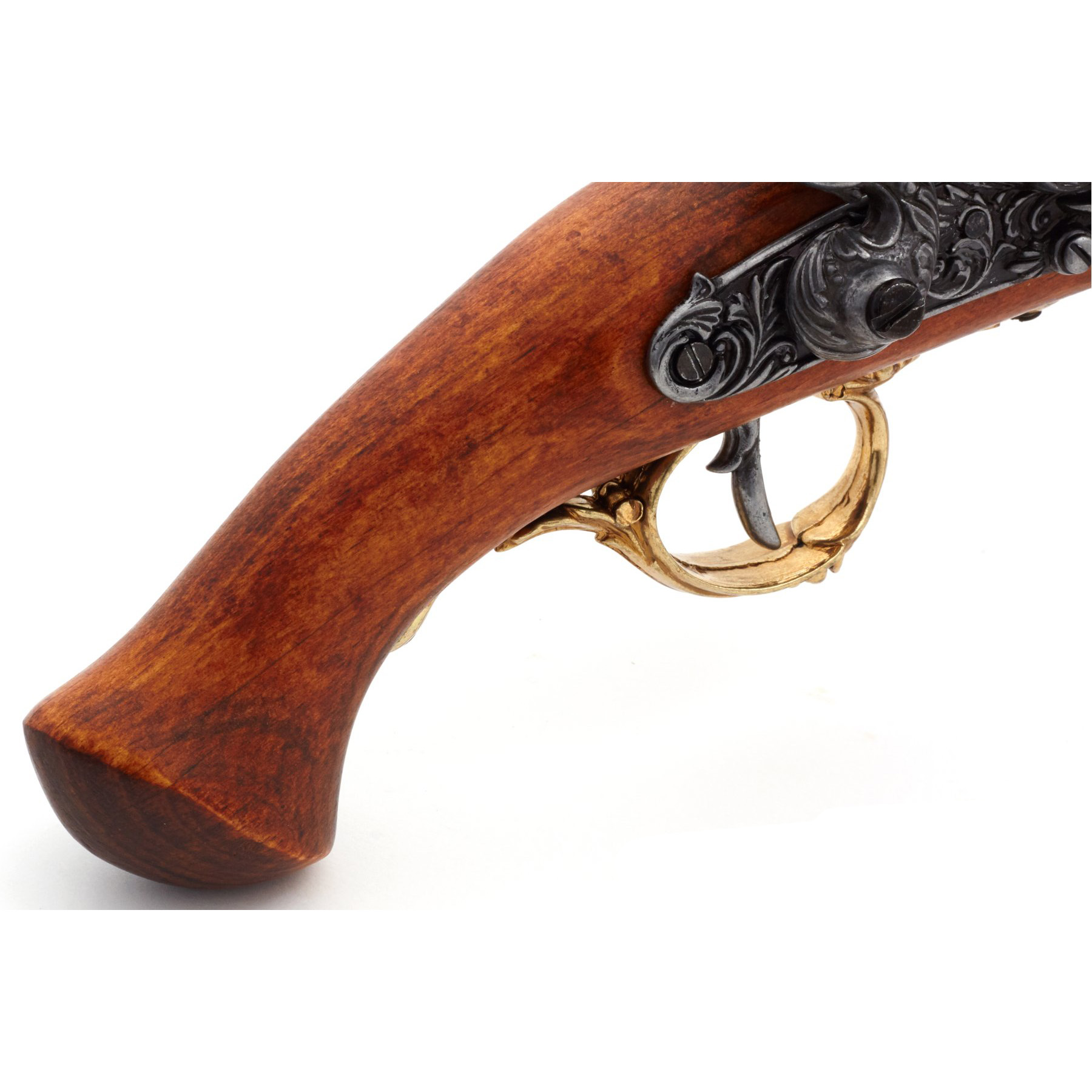 Pistolet à silex en bois et métal finition laiton, Allemagne, XVIIIe siècle