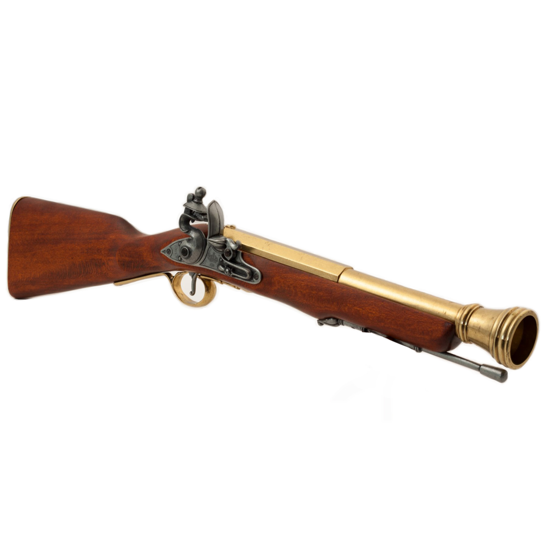 Tromblon pirate, Angleterre s. XVIII, en bois et métal avec détails en laiton