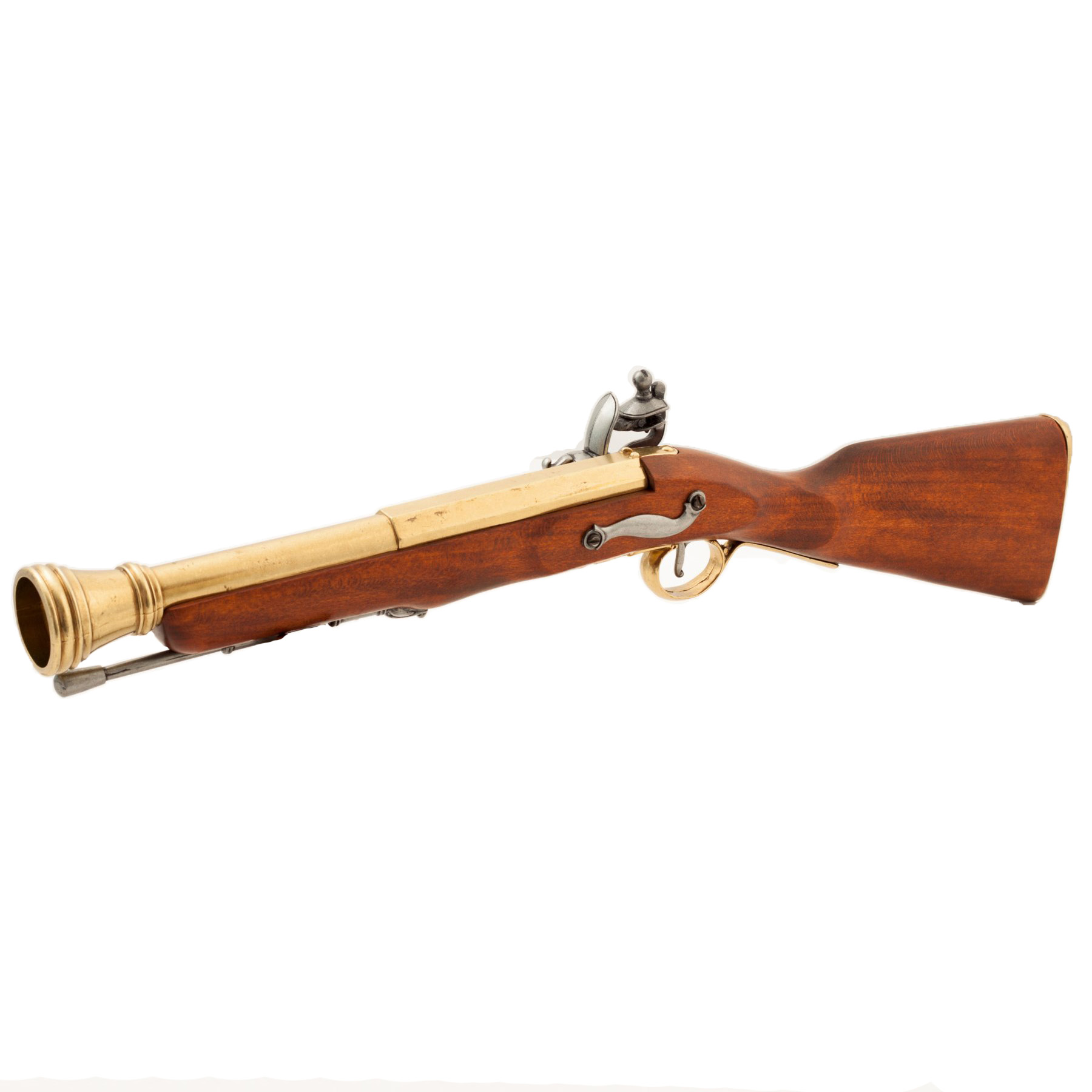 Tromblon pirate, Angleterre s. XVIII, en bois et métal avec détails en laiton