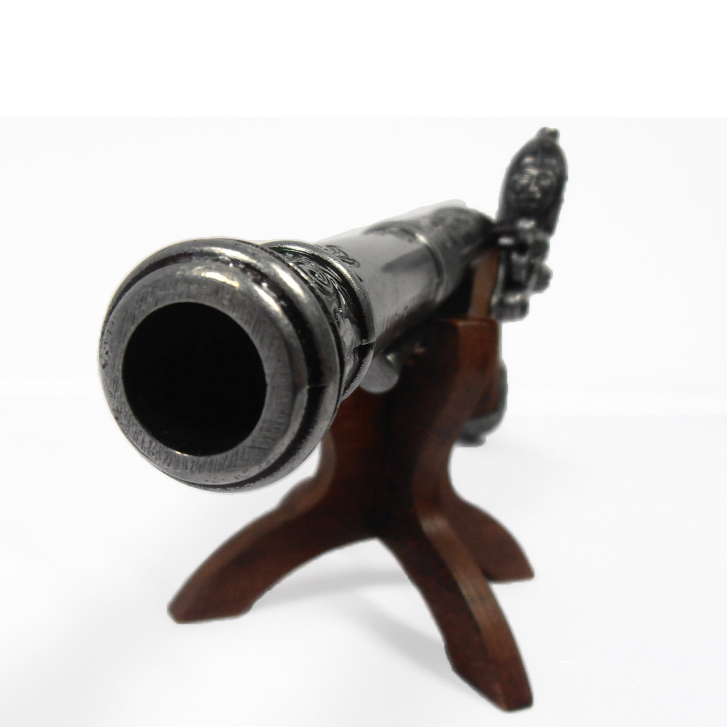Pistolet à silex gaucher en bois et métal, Inde, XVIIIe siècle