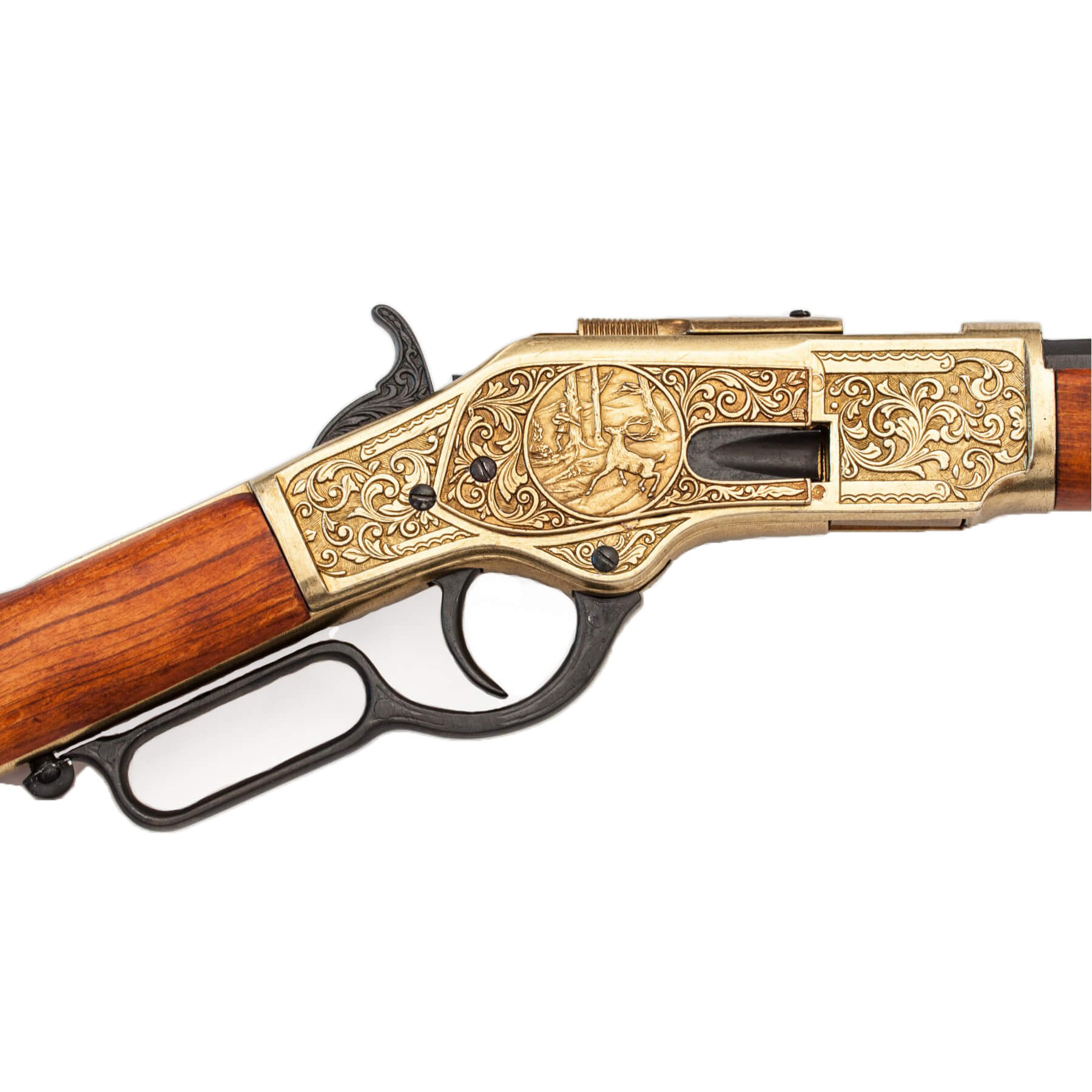 Carabine modèle 73, USA 1873, en métal finition laiton et bois