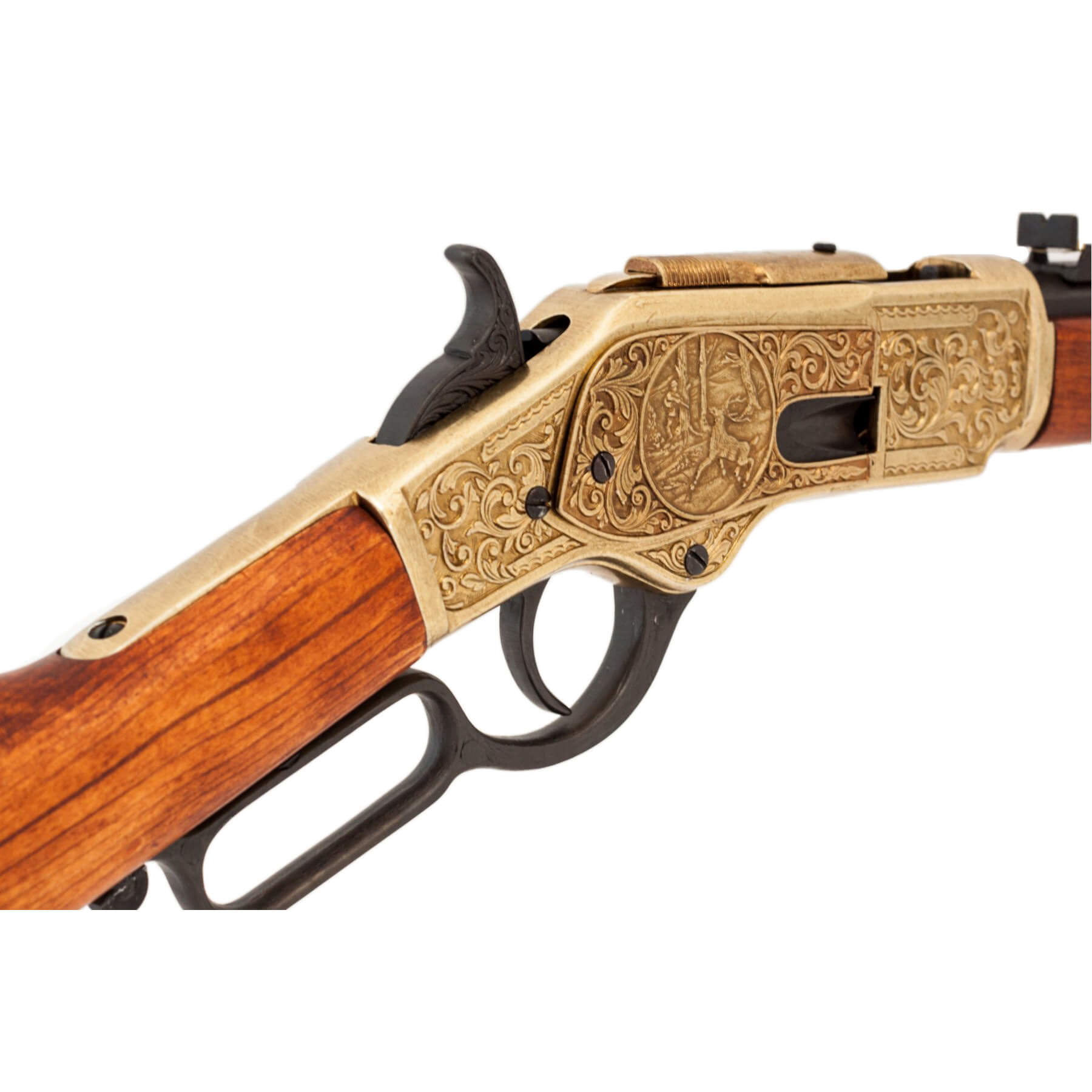 Carabine modèle 73, USA 1873, en métal finition laiton et bois