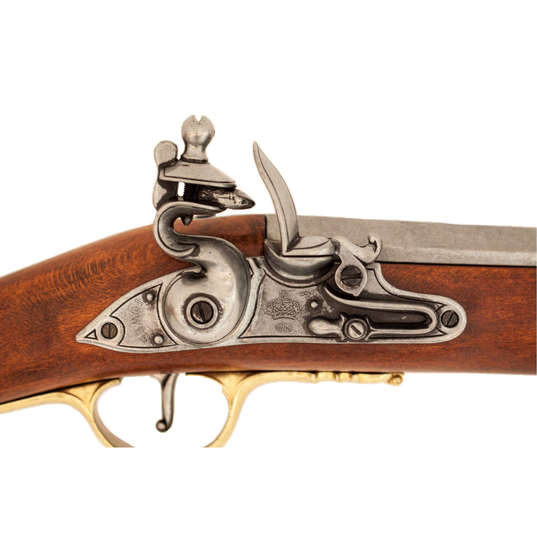 Mousqueton Land Pattern Brown Bess, Angleterre 1722, en bois et métal avec détails en laiton