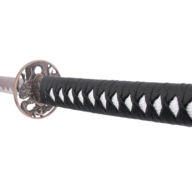 Katana decorativa com bainha preta com dragão e cabo preto