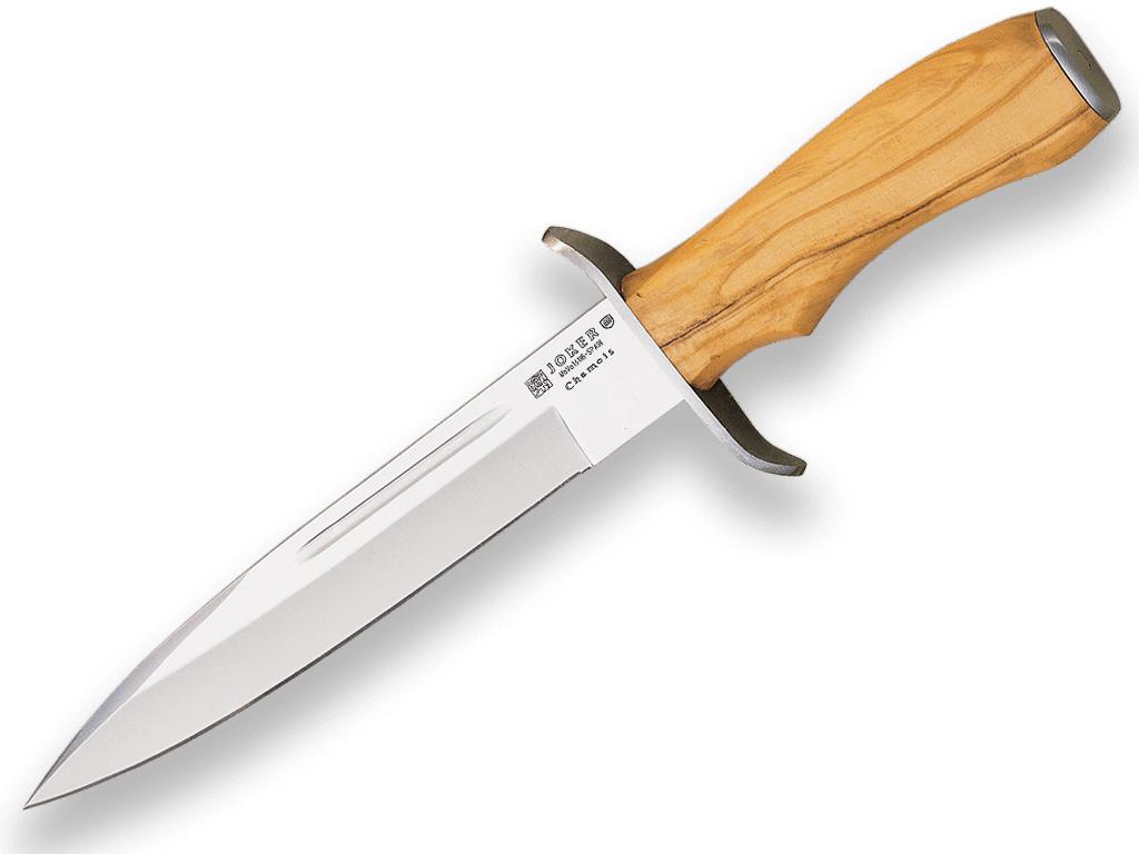 Cuchillo de caza Joker Chamois con puño de madera de olivo y hoja de 18 cm