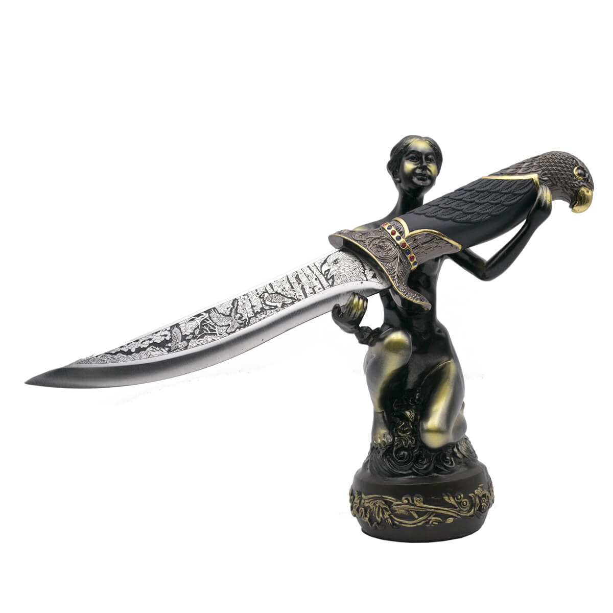 Dekorativer Adlerdolch mit Frauensockel