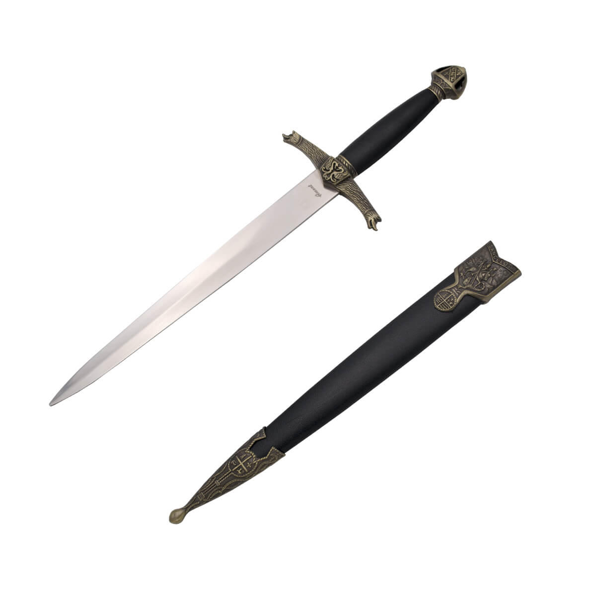 Daga de Lancelot con pomo y guarda de color bronce y empuñadura y...