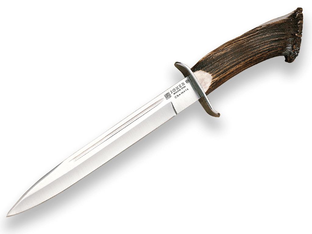 Cuchillo de caza Joker Chamois con puño de ciervo con roseta y hoja de 25,5 cm