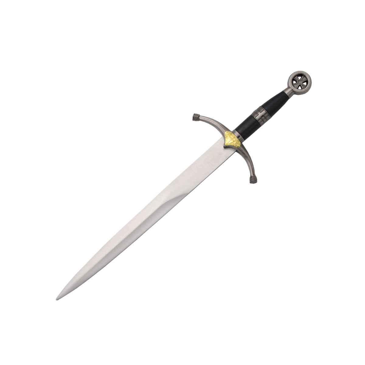 Daga medieval cruzados con pomo color níquel y dorado con cruz y ...