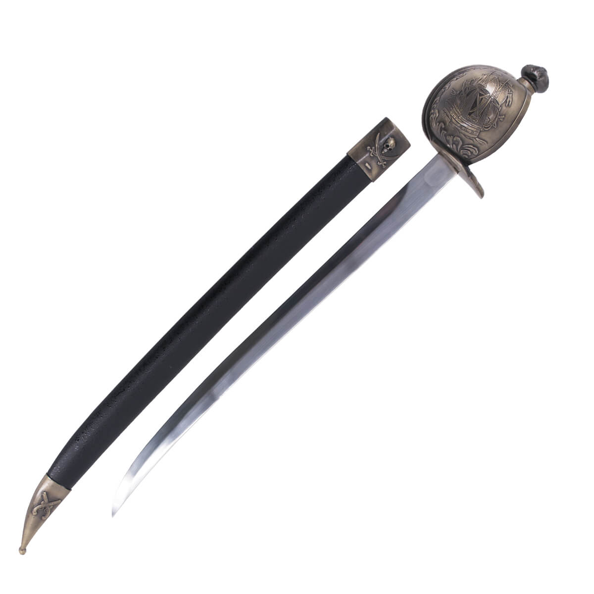 Sabre de pirata Barbarossa com cabo cor de bronze