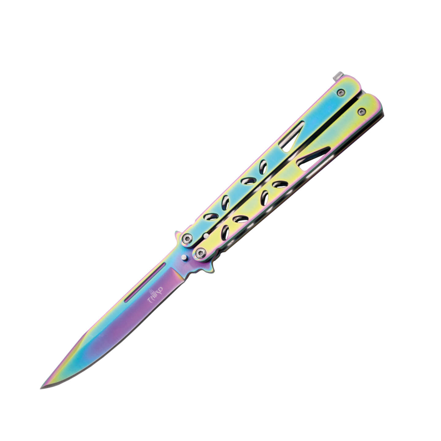 Navaja mariposa Rainbow con mango de acero inoxidable K2450