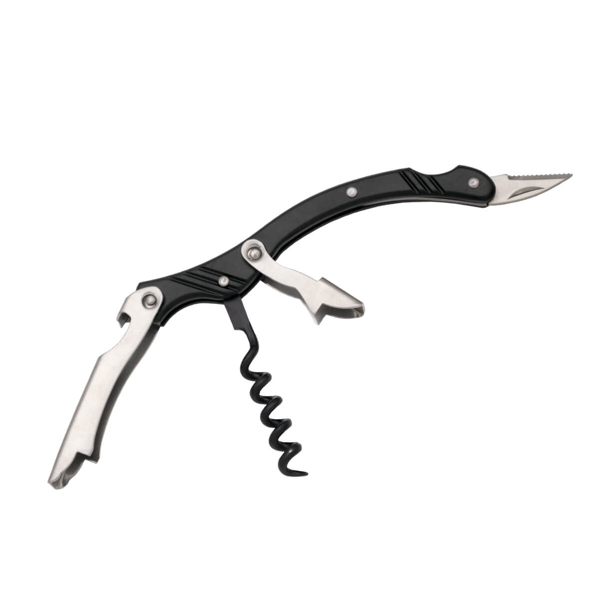 Abrebotellas multiusos negro con funda de nylon