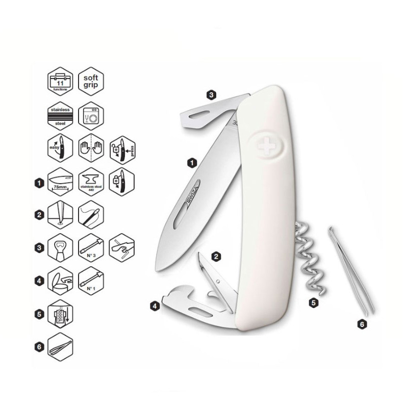 Navaja multiusos Swiza D03 Blanca con 11 funciones
