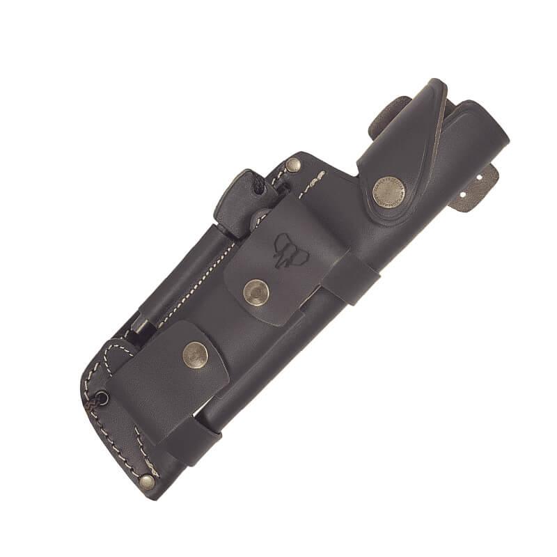 ENTRESIERRAS knife made with MOVA steel. Brown micarta handle. Full kit