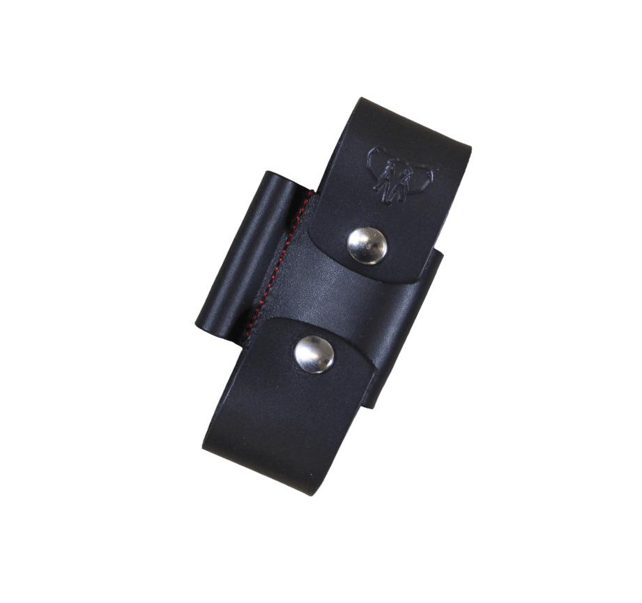 Acople de cuero negro Cudeman. 11 cm