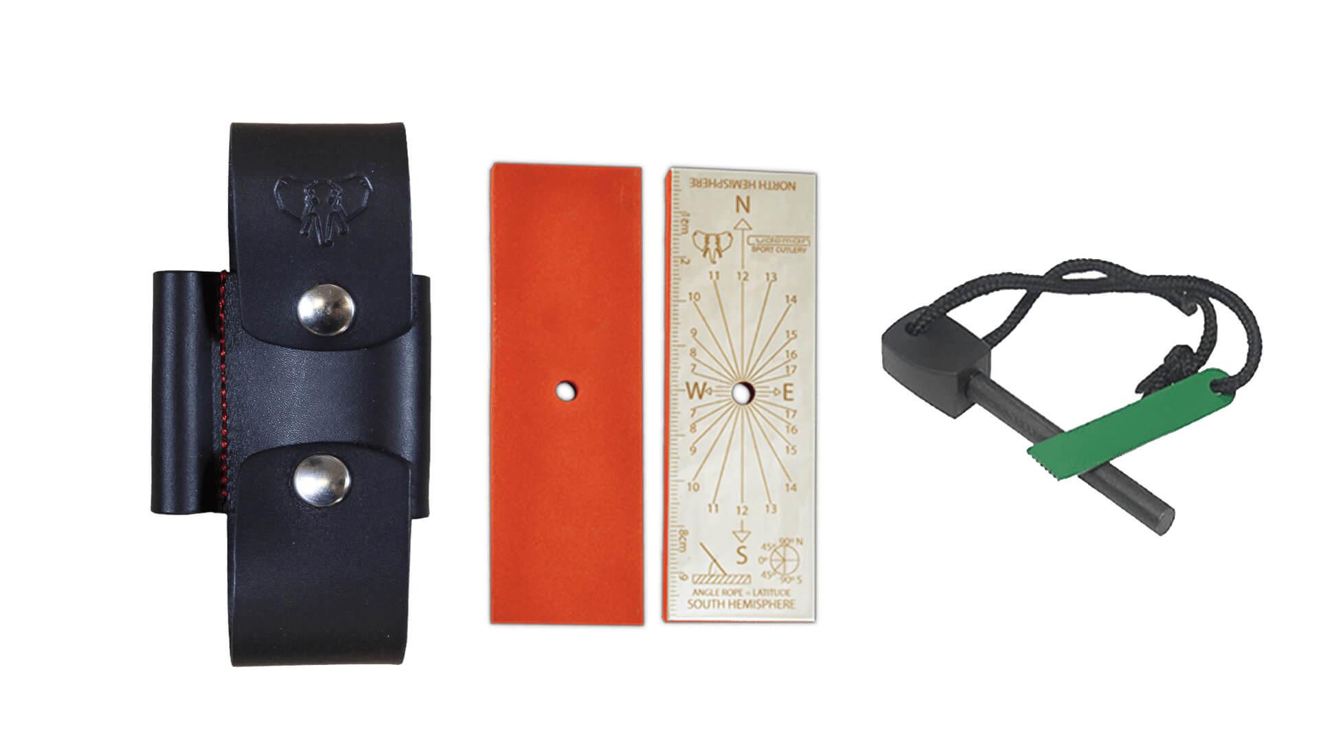 Acople de cuero negro Cudeman con extras. 11 cm