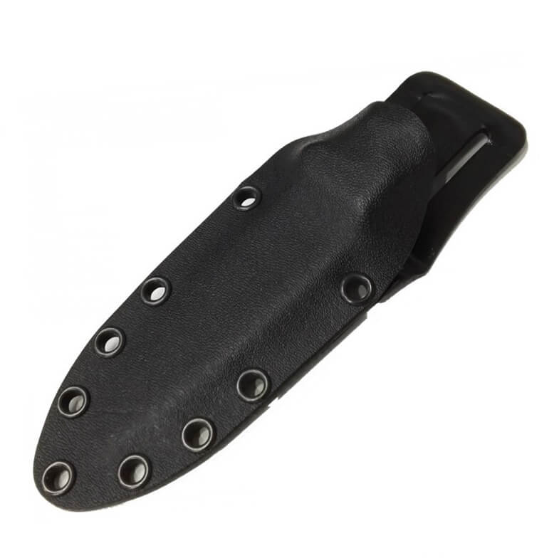 Cuchillo táctico Muela Rhino con mango de micarta negra y funda kydex