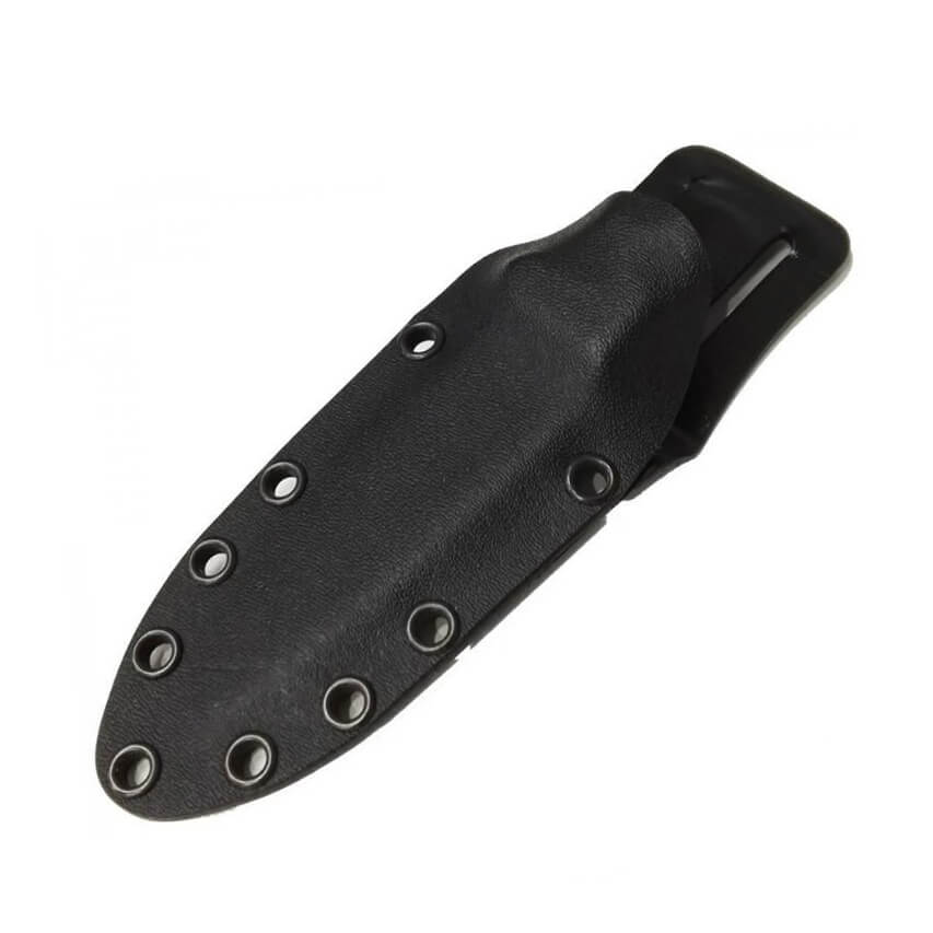 Faca tática Muela Kodiak com lâmina de aço sandvik e cabo micarta preto e bainha kydex