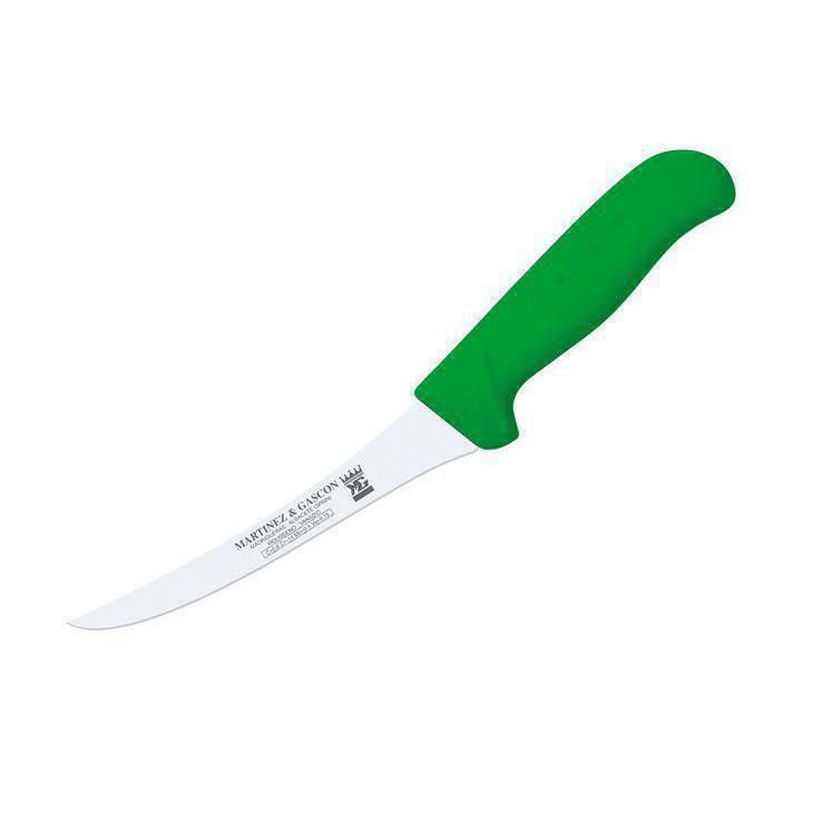 Cuchillo deshuesador curvo con mango polipropileno verde y hoja d...