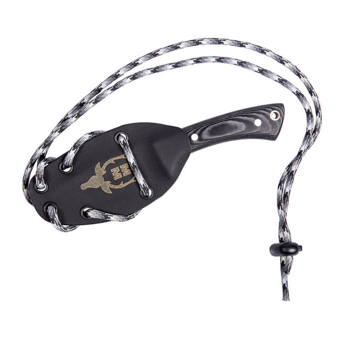 Faca pescoço Muela Peccary com lâmina de 7 cm e cabo de micarta preta