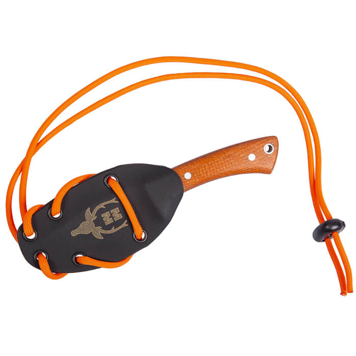 Couteau de cou Muela Pécari avec lame de 7 cm et manche en micarta orange