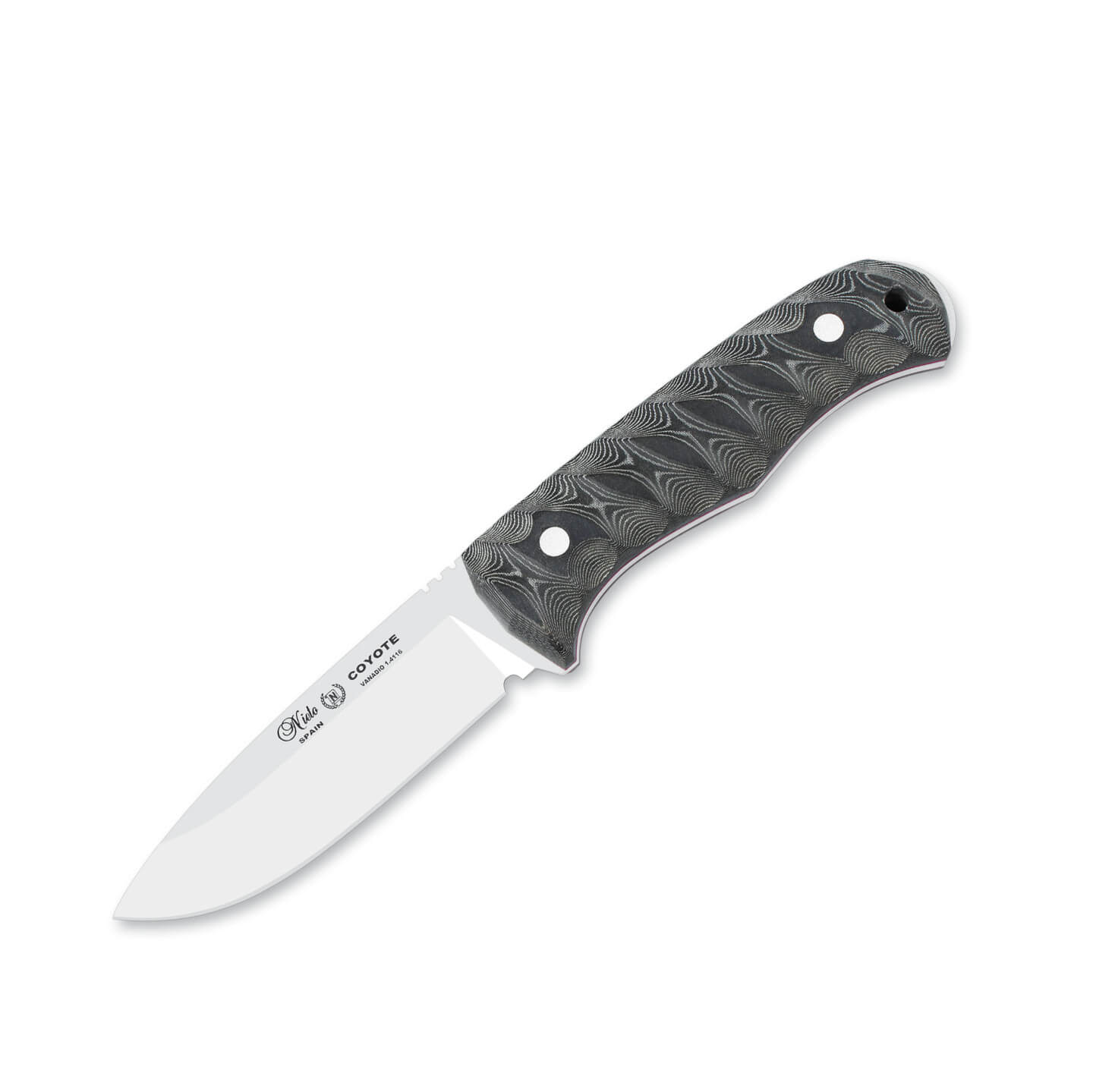 Nieto Coyote Bushcraftmesser mit schwarzem Mikarta-Griff und 14 c...