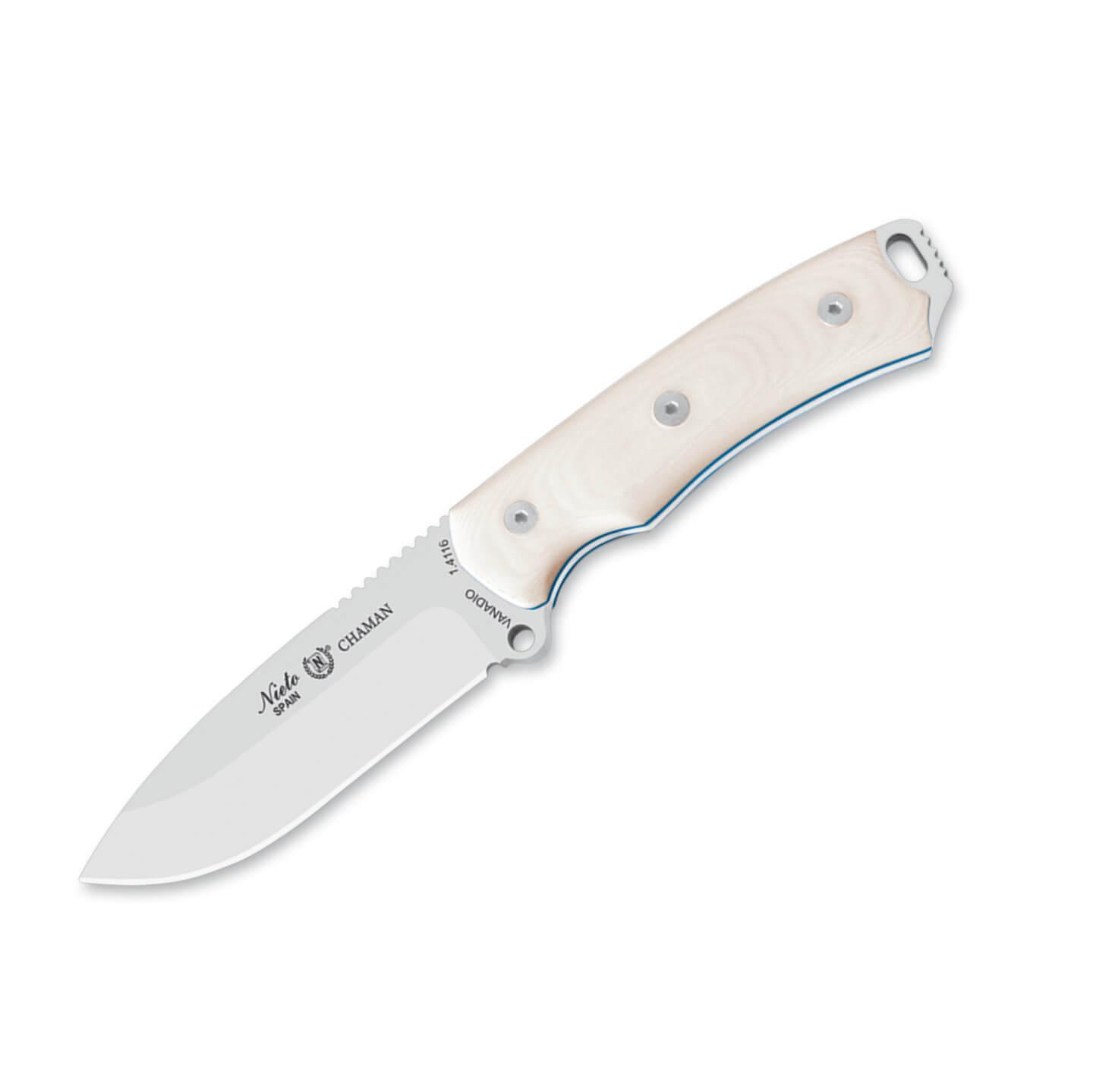 Nieto Chamán messer mit Plus-Kit mit weißem Micarta-Griff und 11,...