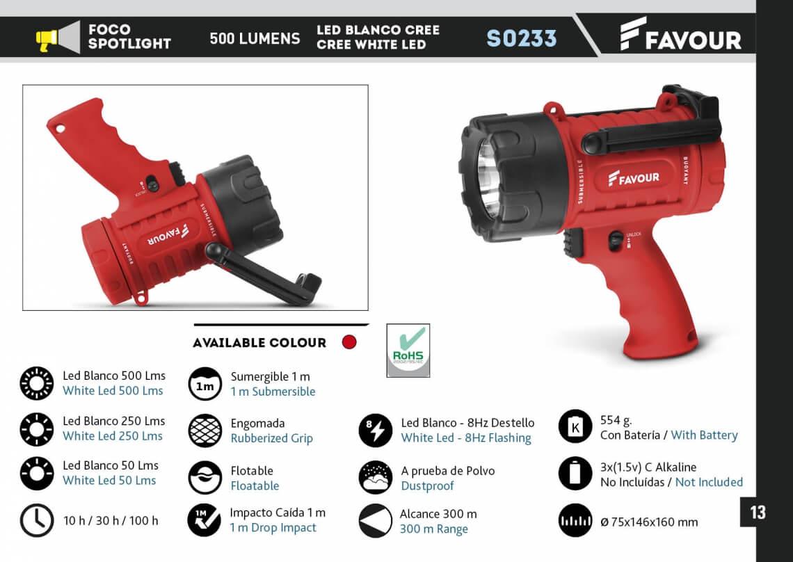 Foco de led blanco cree de 500 lumens con batería de hasta 100 ho...