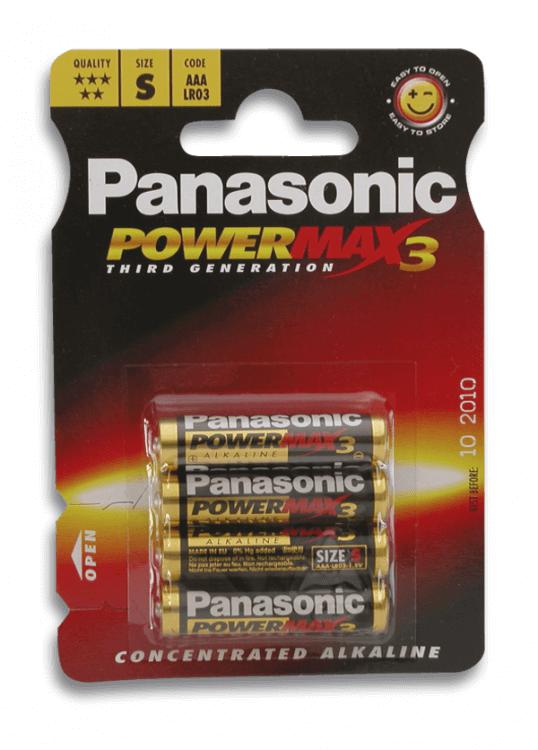 Cuatro pilas alcalinas de tipo LR03 Powermax3