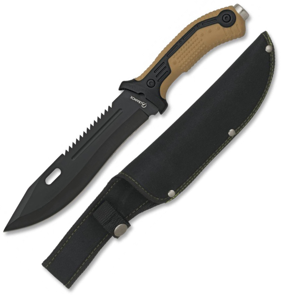 Cuchillo táctico de albainox color coyote con martillo y hoja de ...