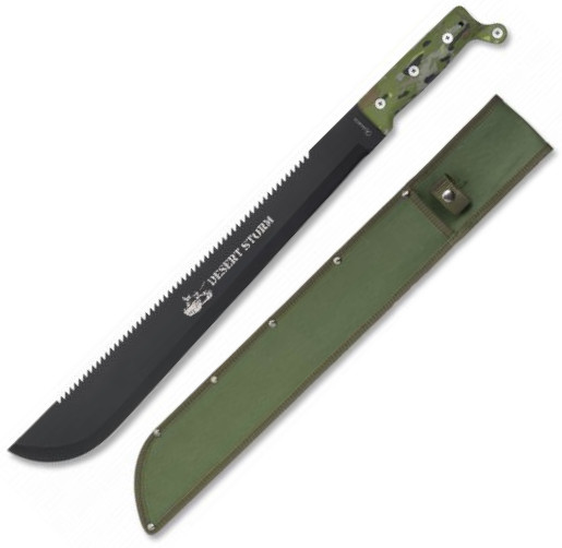 Machete Desert Storm con hoja negra de 41.5 cm y mango de ABS ver...