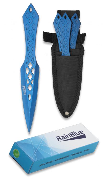 Set de tres cuchillos lanzadores de un filo de RainBlue con funda...
