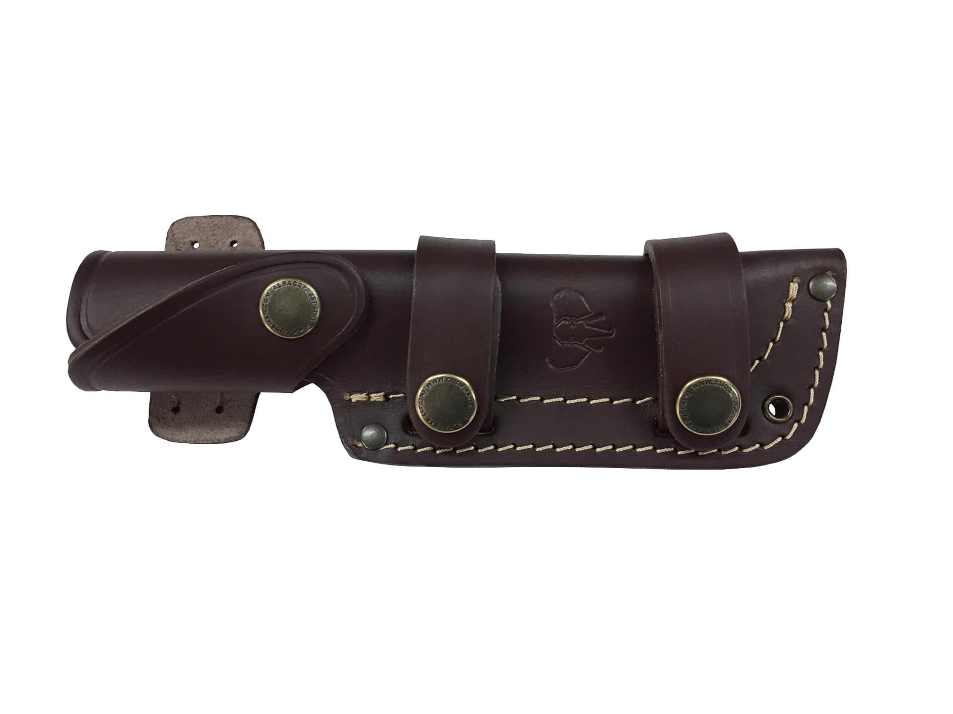 Bushcraft ENT Cudeman knife with olive handle and multiposition sheath