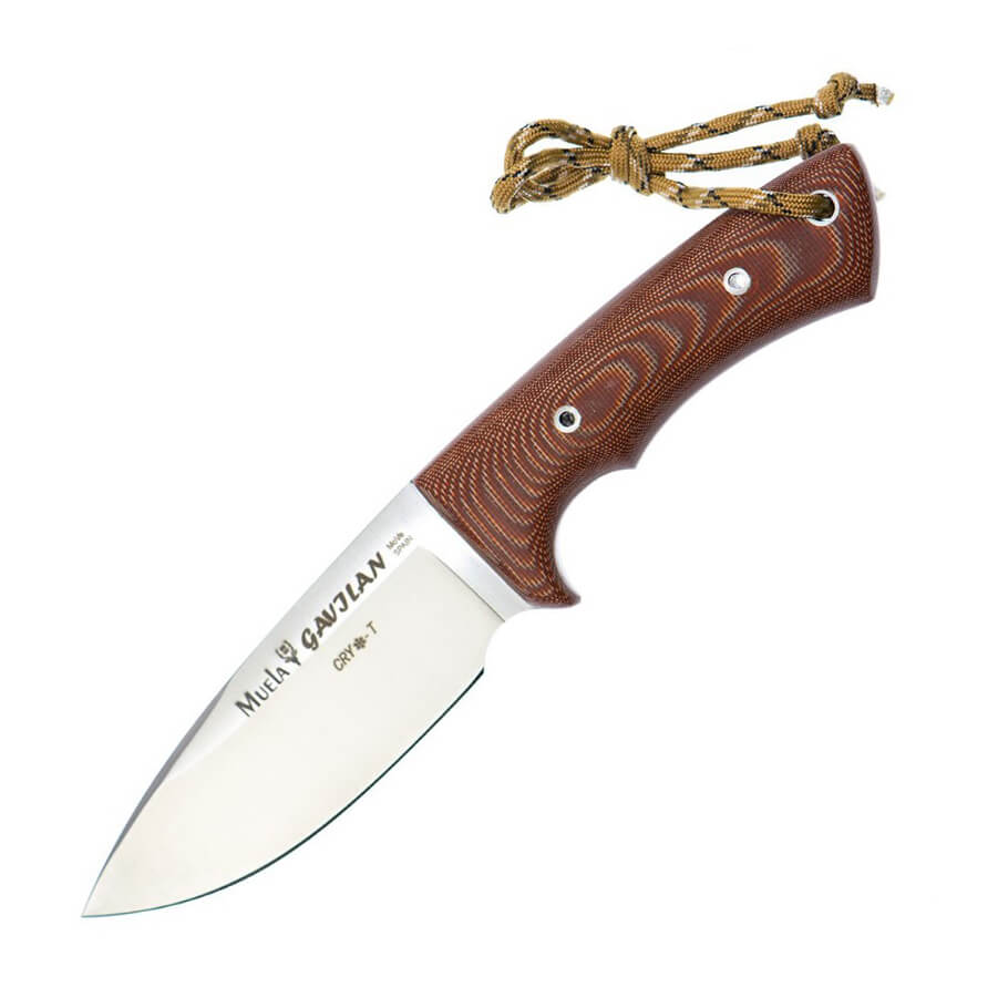 Cuchillo táctico Muela Gavilan C con mango de micarta marrón y ho...