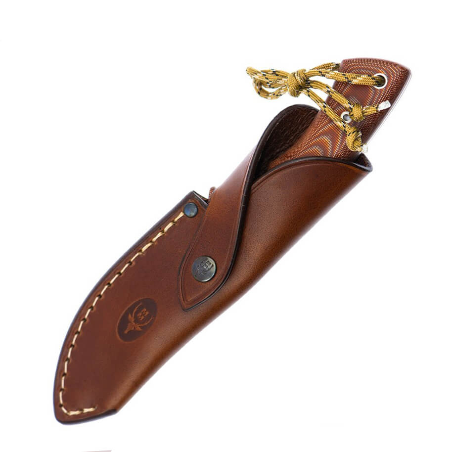 Faca tática Muela Gavilan C com cabo de micarta marrom e lâmina de 12,5 cm