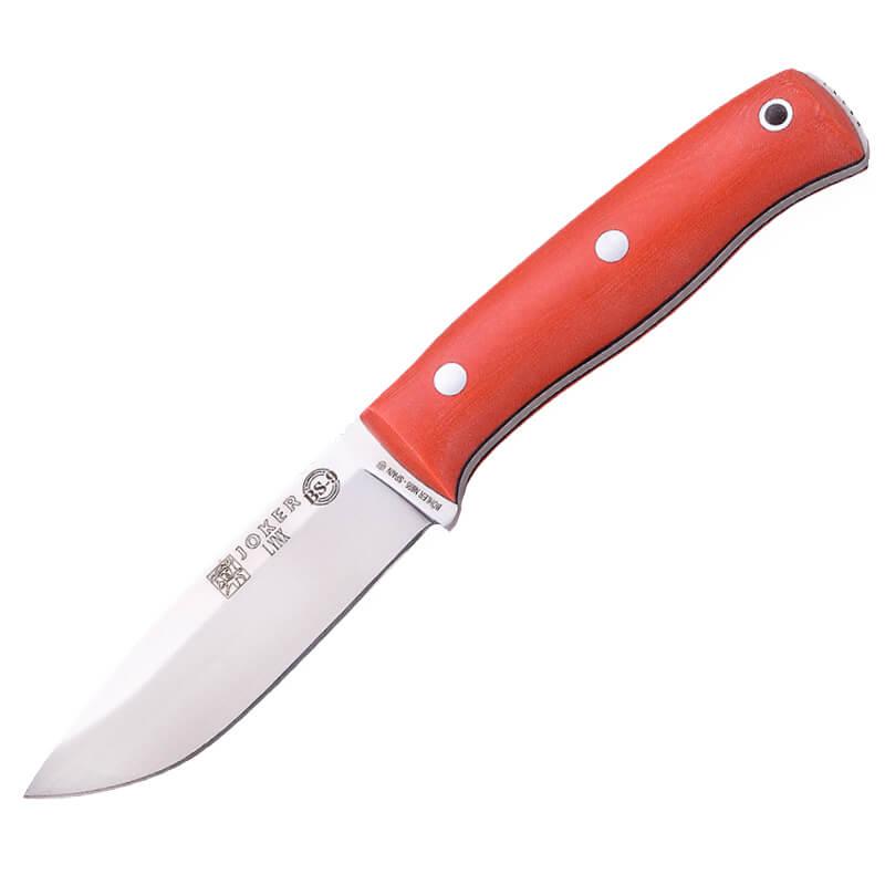 Joker BS9 Lynx avec poignée en micarta orange et étui en cuir, ferrocerium inclus
