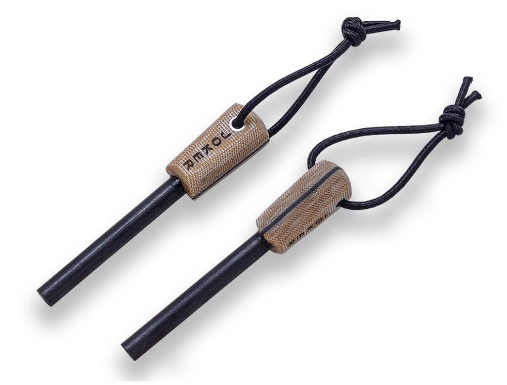 Cuchillo bushcraft BS9 Nórdico Joker con mango de micarta marrón y hoja de Sandvik 14C28N con pedernal