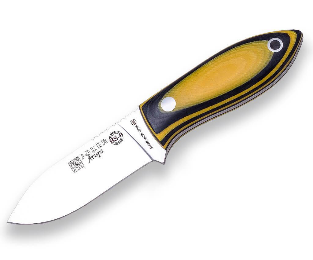 Joker Avispa BS9 cuchillo de cuello con mango de micarta bicolor y funda kydex