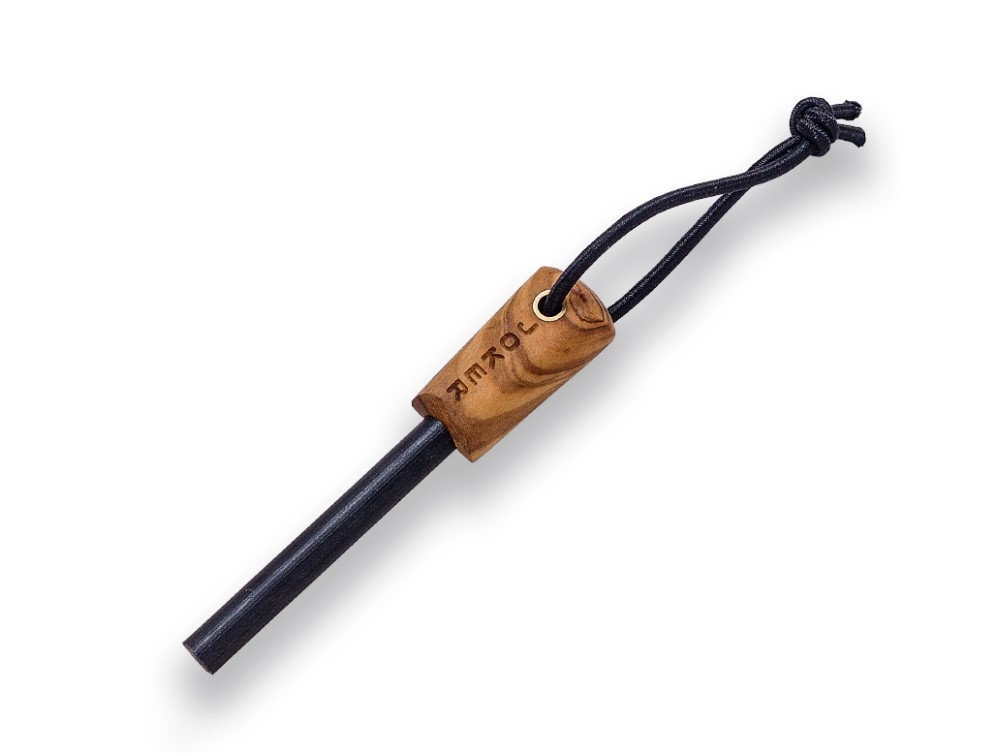 Faca bushcraft Joker BS9 Trapper com cabo em madeira de oliveira e lâmina de 10 cm com pederneira