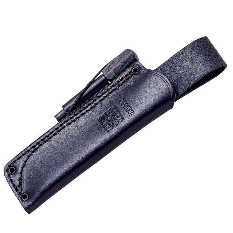 Joker BS9 Lynx con mango de micarta negra y funda de vaquetilla con ferrocerio