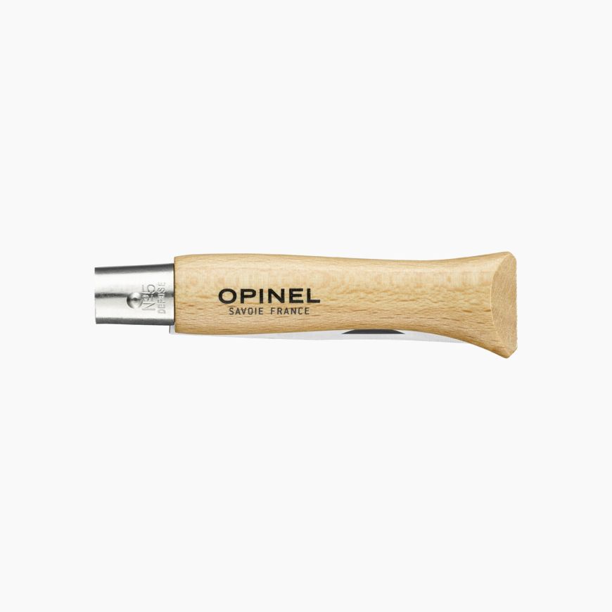 Opinel No. 5 avec lame en acier inoxydable et manche en bois de hêtre verni