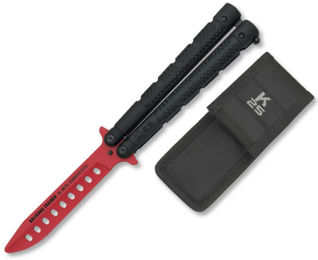 Navaja abanico de entrenamiento K25 con hoja roja de 9,8 cm