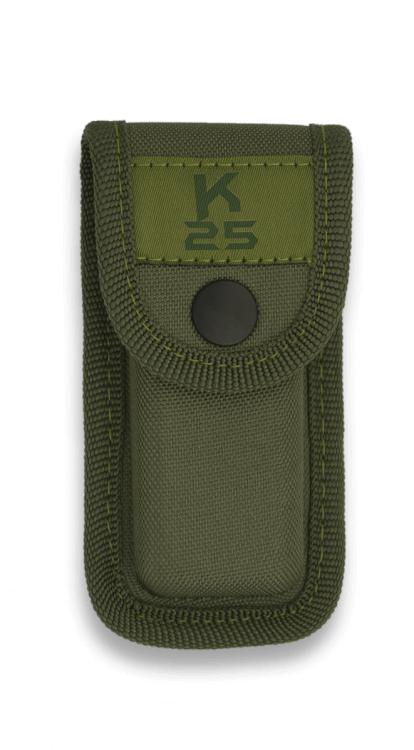 Funda verde de nylon K25 con dimensiones de 6,5 x 12 cm